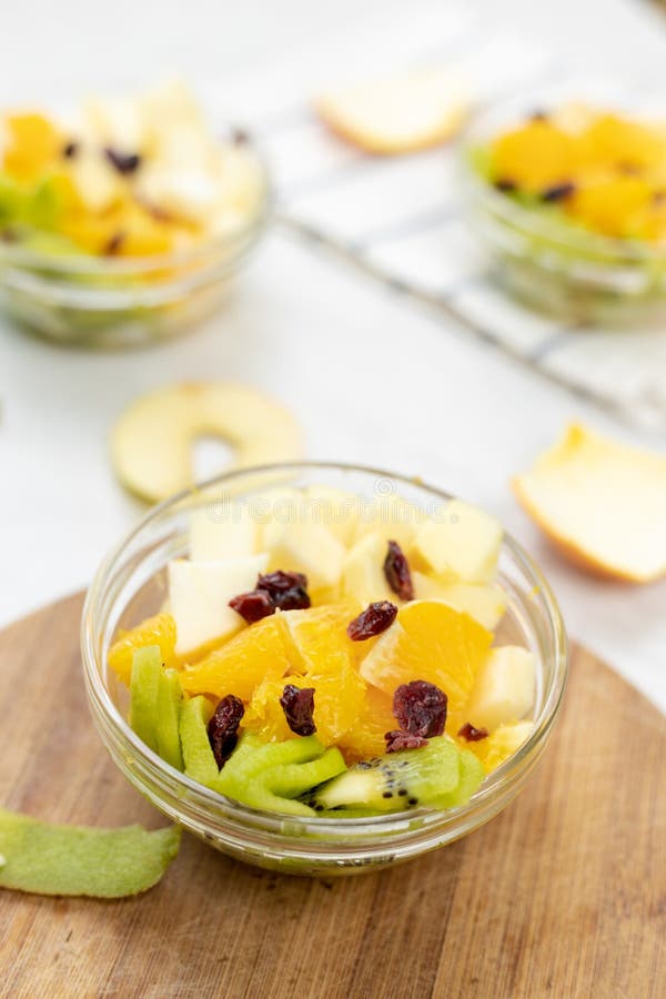 Fruit Salad with Kiwi Orange and Apple in the Bowl Stock Image Image