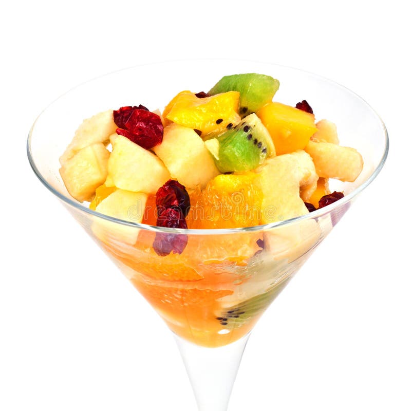 Fruit Salad in a Martini Glass Isolated on White Stock Image Image of