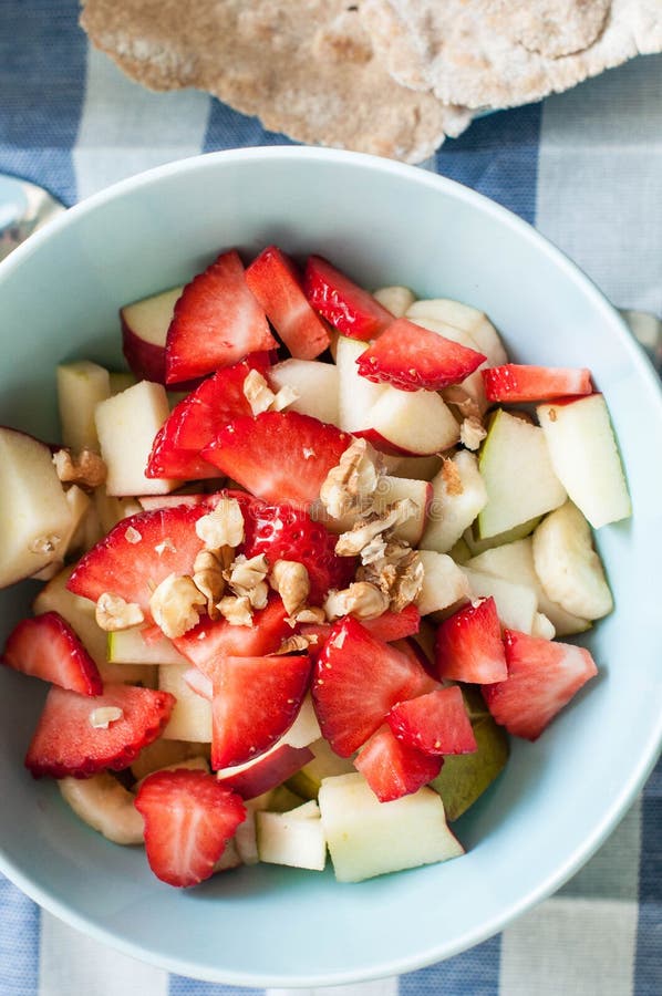 Fruit salad with nuts stock photo. Image of walnut, almond - 55014362