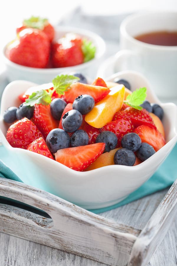 Fruit Salad with Strawberry Blueberry Apricot Stock Image Image of