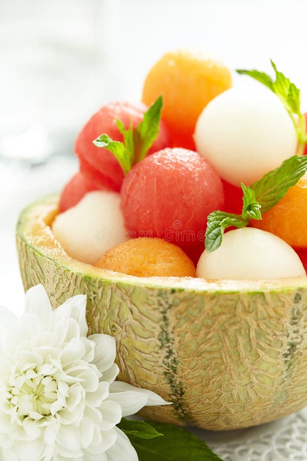 Fruit Salad with Watermelon and Melon Balls Stock Image Image of