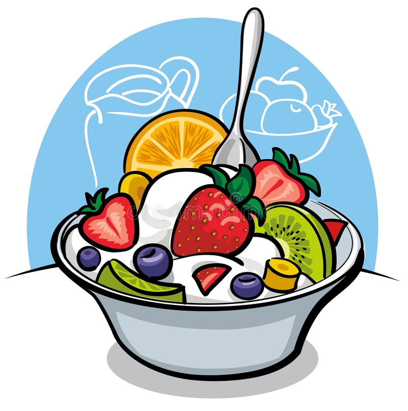 Fruit salad with yogurt and strawberry stock illustration Fruit salad with yogurt and strawberry stock illustration