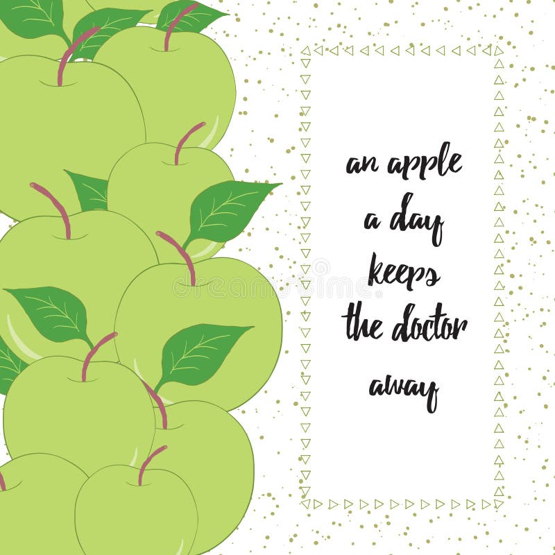 Fruit Seamless Hand Drawn Border with Green Apples and Leaves. Stock  Illustration - Illustration of fruit, healthy: 69648934