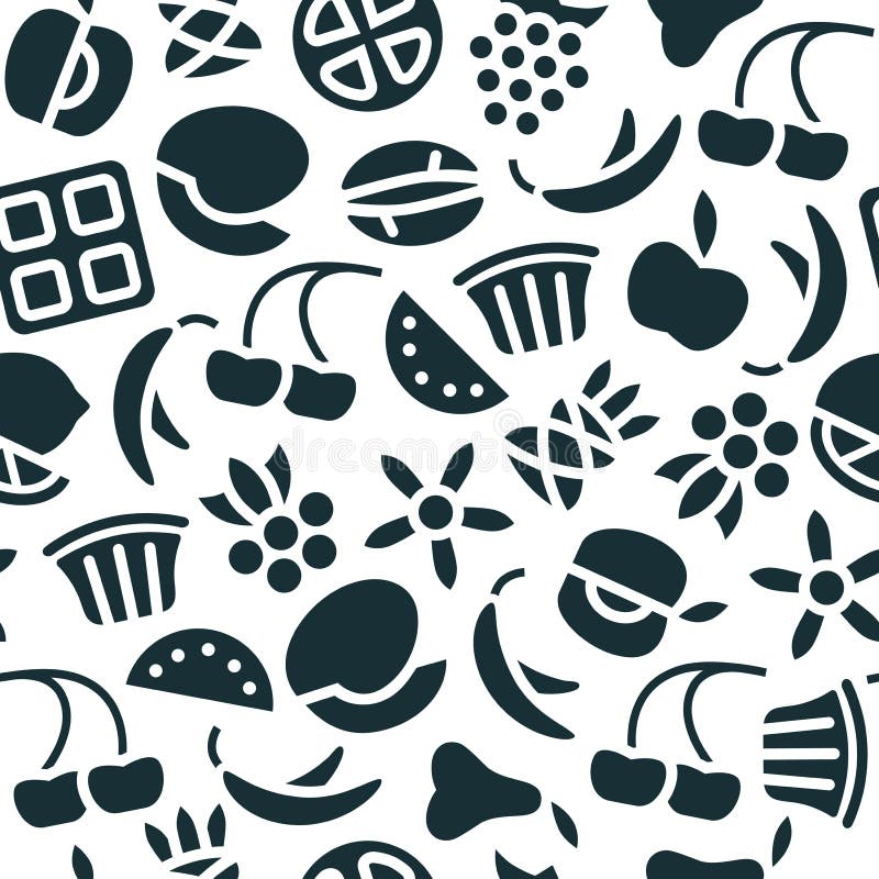 Fruit Seamless Pattern in Flat Style Stock Vector - Illustration of ...