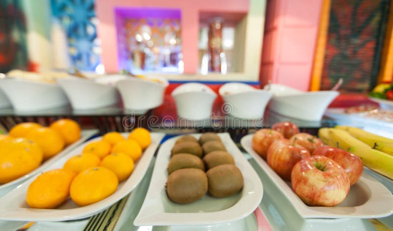 Fruit section in open buffet stock photo