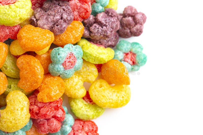 Fruit Shaped Breakfast Cereal Isolated on White Background Stock Image