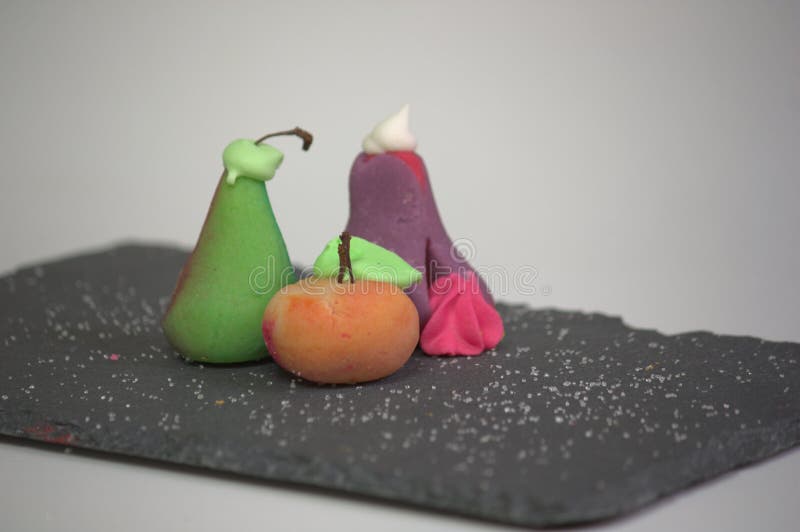 Fruit-shaped marzipan to give on special occasions royalty free stock photos Fruit-shaped marzipan to give on special occasions royalty free stock photos