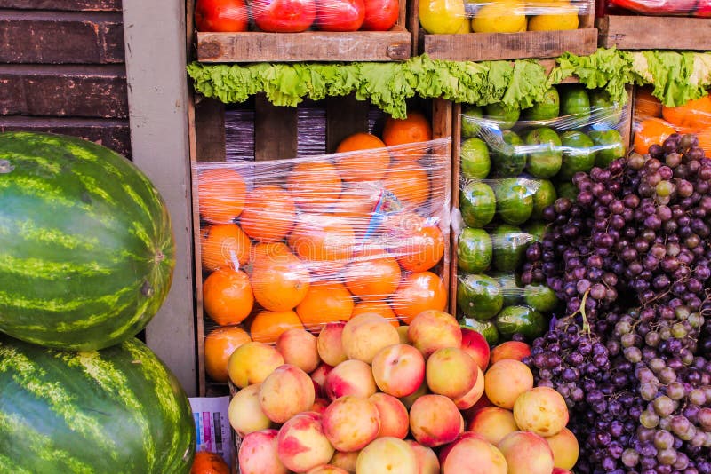 Fruit Shop Organic Outdoor Grape Marketplace Tropical Stock Photo