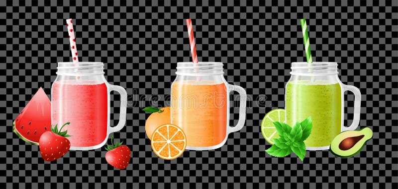 Fruit smoothie in kruiken stock illustratie Fruit smoothie in kruiken stock illustratie