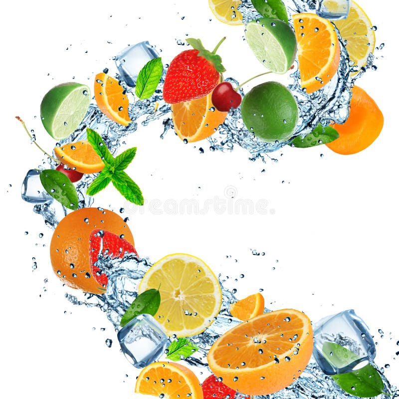 Fruit with splashing water stock image. Image of eating 32639417
