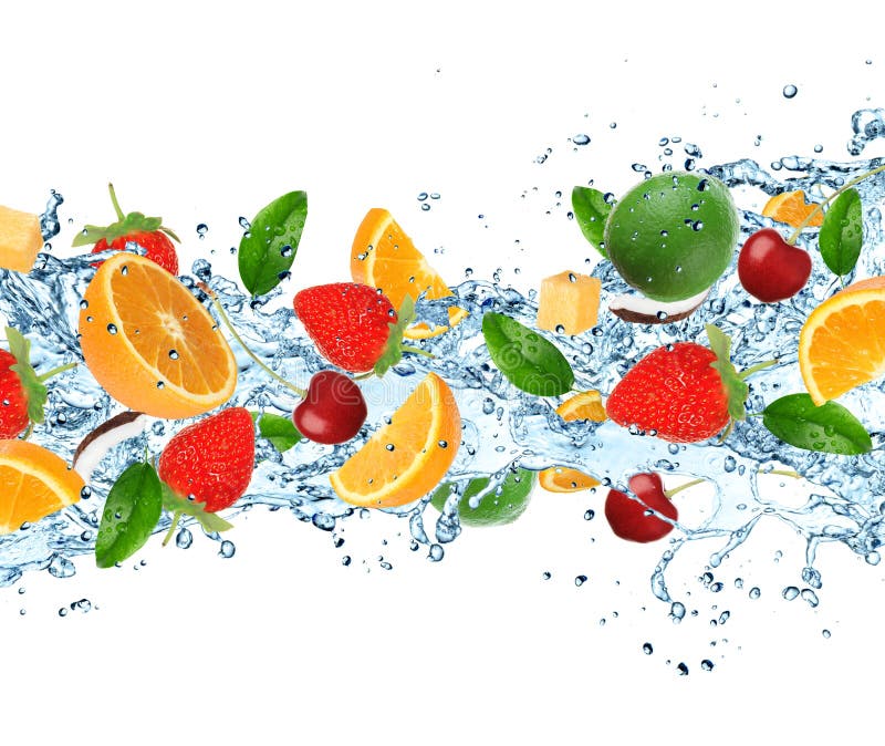 Fruit with splashing water stock photo. Image of eating 32639974