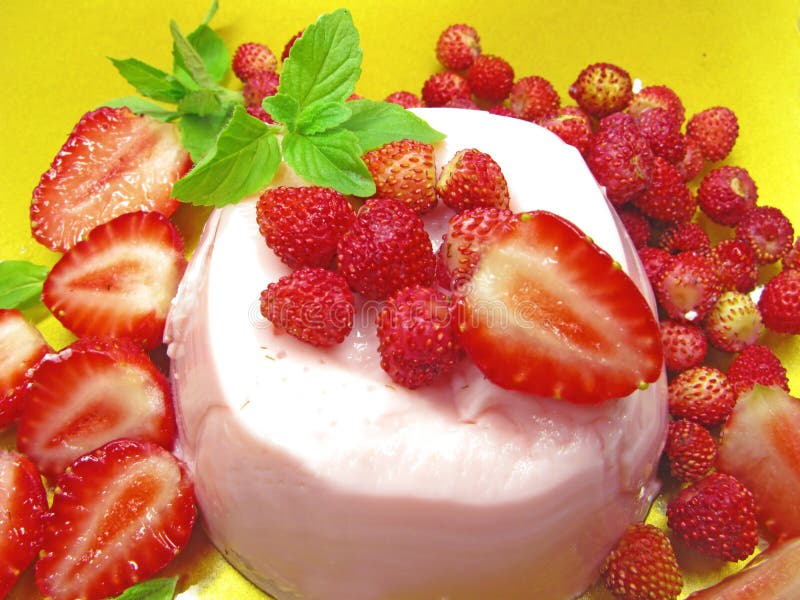 Fruit strawberry dessert with pudding