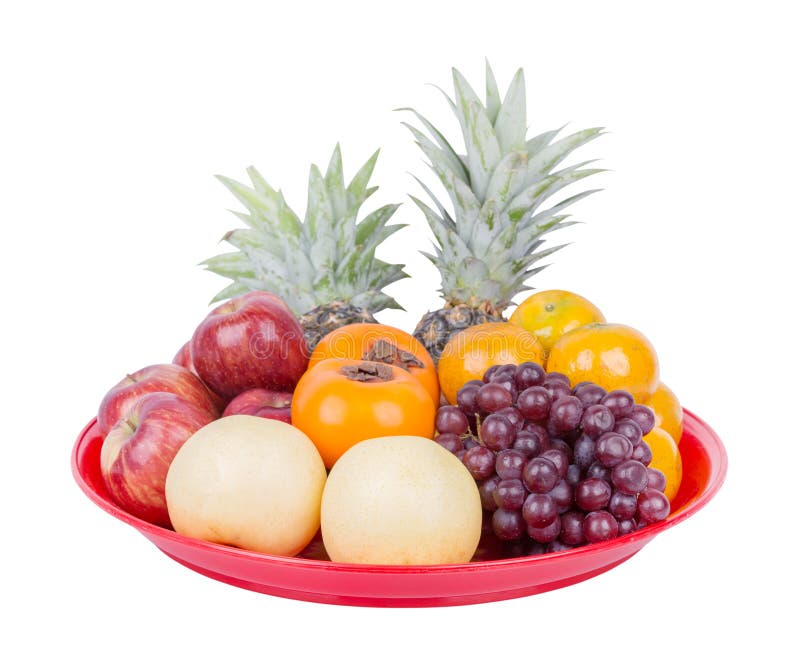 Fruit sur le plateau d'isolement sur le fond blanc photographie stock libre de droits Fruit sur le plateau d'isolement sur le fond blanc photographie stock libre de droits
