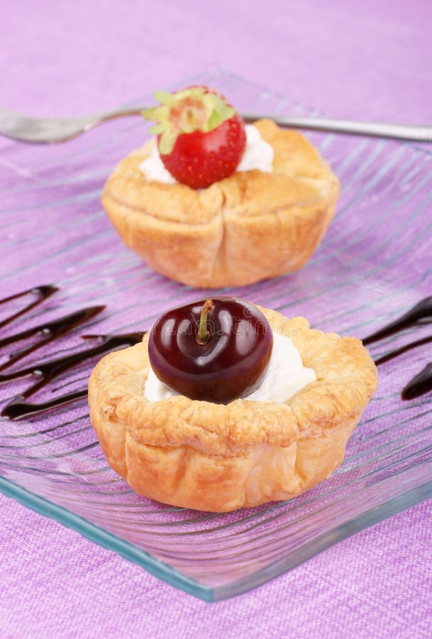 Fruit Tarts With Whipped Cream Stock Photo Image of shot, dessert