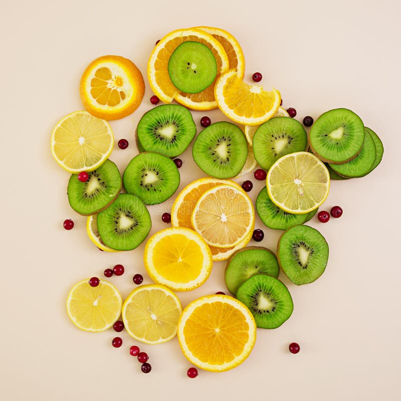 Fruit Texture. Background of Various Sliced Fruits Stock Image Image