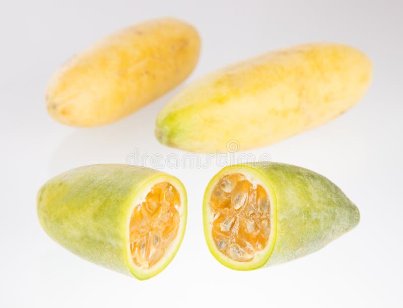 Fruit tropical de curuba - passiflore tripartite photographie stock libre de droits Fruit tropical de curuba - passiflore tripartite photographie stock libre de droits