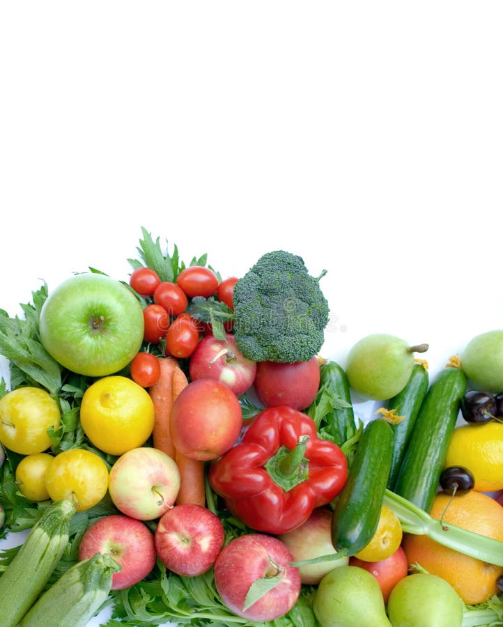 Fruit and vegetable in white background