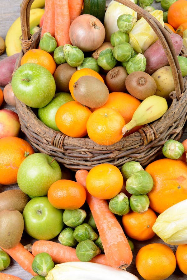 Close Up of Fruit and Vegetable Basket Stock Image Image of vegetable