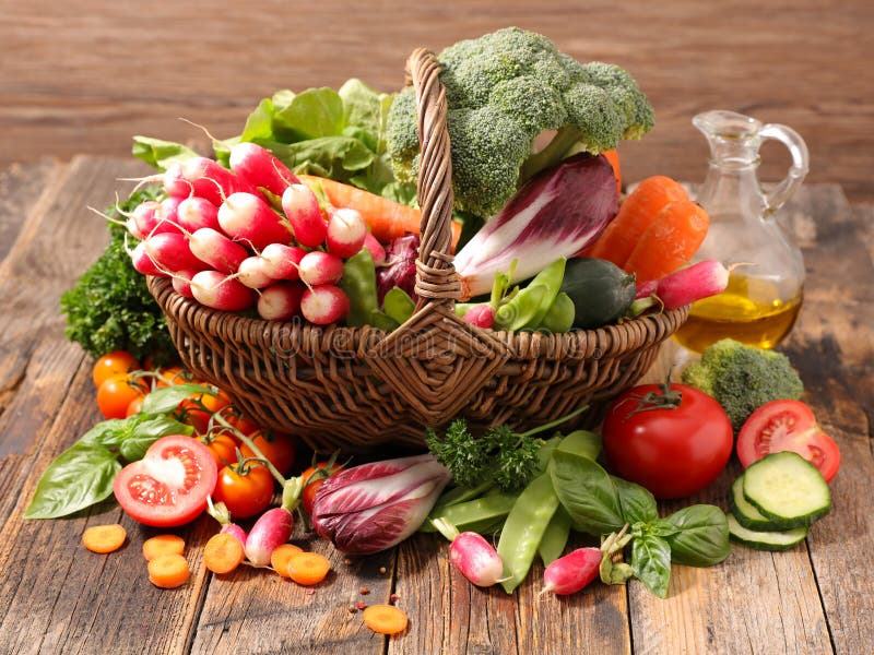 Fruit and vegetable stock photo. Image of assorted, basket 101193178