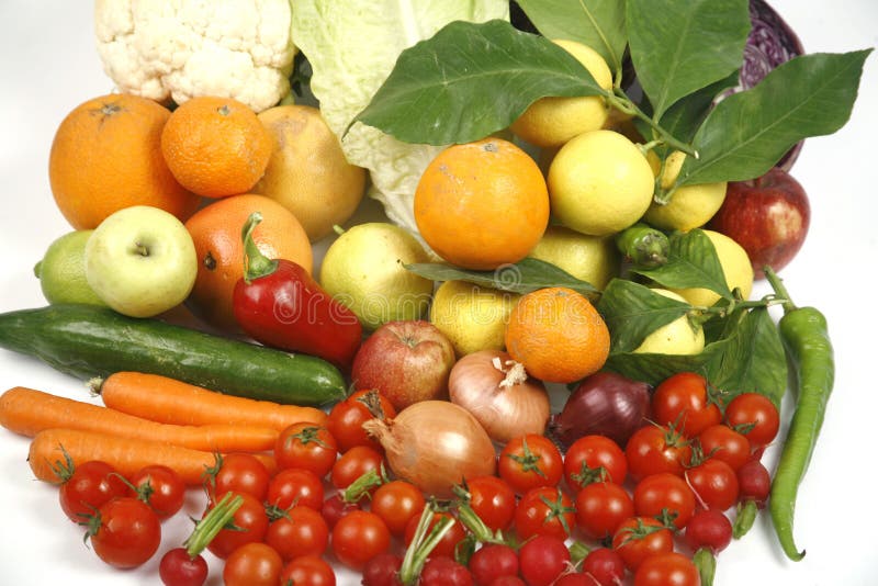 A Basket of Fresh Fruit and Vegetables Stock Image Image of nana