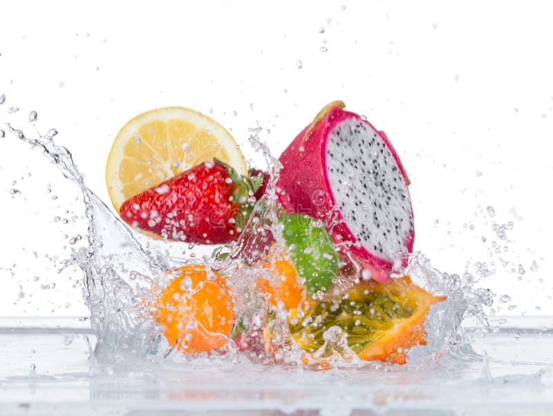 Fruit with water splash stock image. Image of juicy, health 53360383