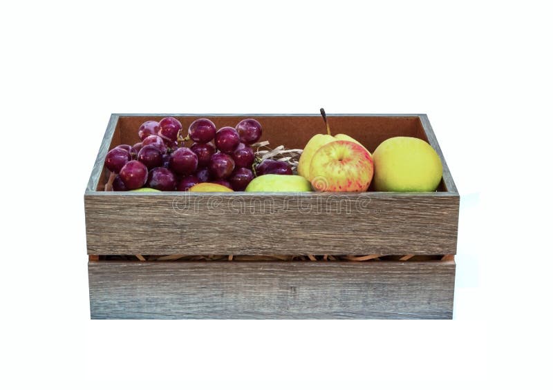 Fruit in the wooden box stock image. Image of basket 63762605
