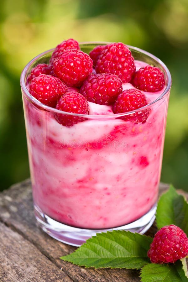 Fruit yogurt in the glass