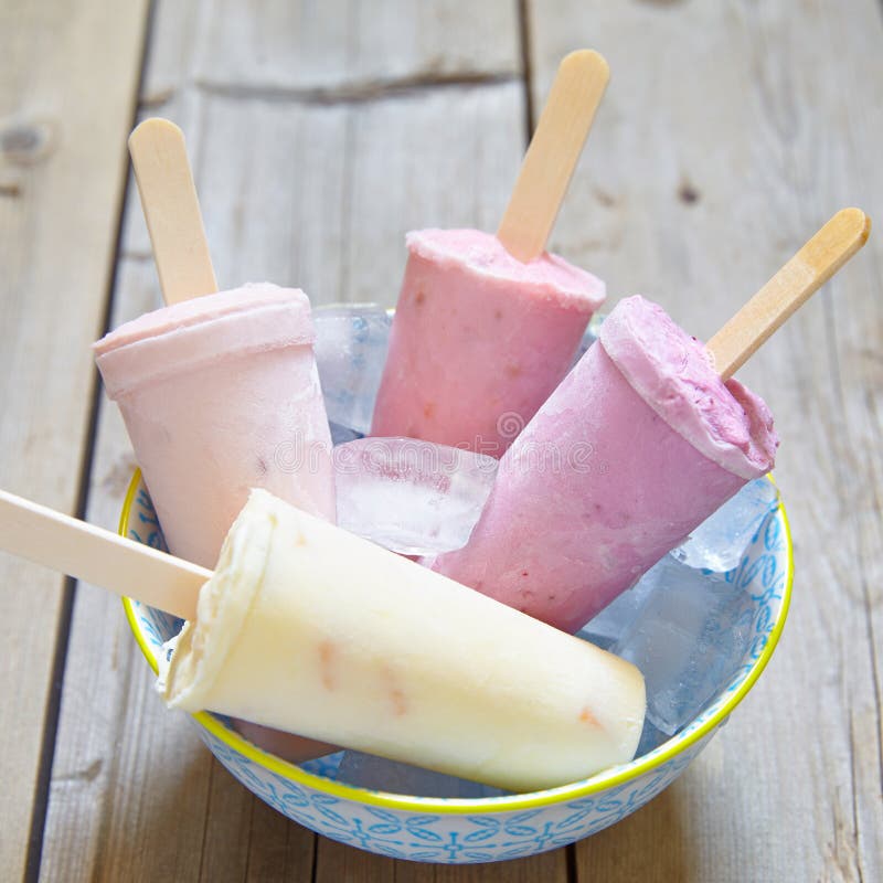 Fruit yogurt popsicles stock image. Image of lollipop 68616547