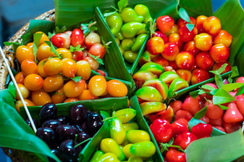 Fruitdesserts Thailand van soja dan met een laag bedekt gelei wordt gemaakt die stock afbeelding Fruitdesserts Thailand van soja dan met een laag bedekt gelei wordt gemaakt die stock afbeelding