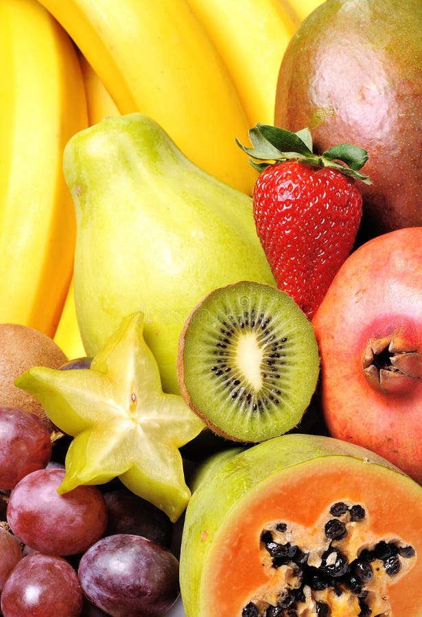 Variety of fresh colorful fruits