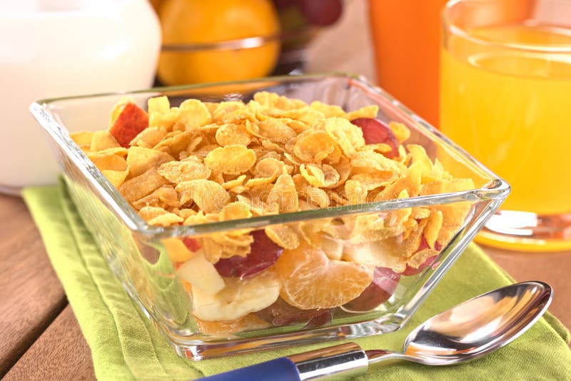 Fruits and Corn Flakes stock photo. Image of grape, apple 24181464