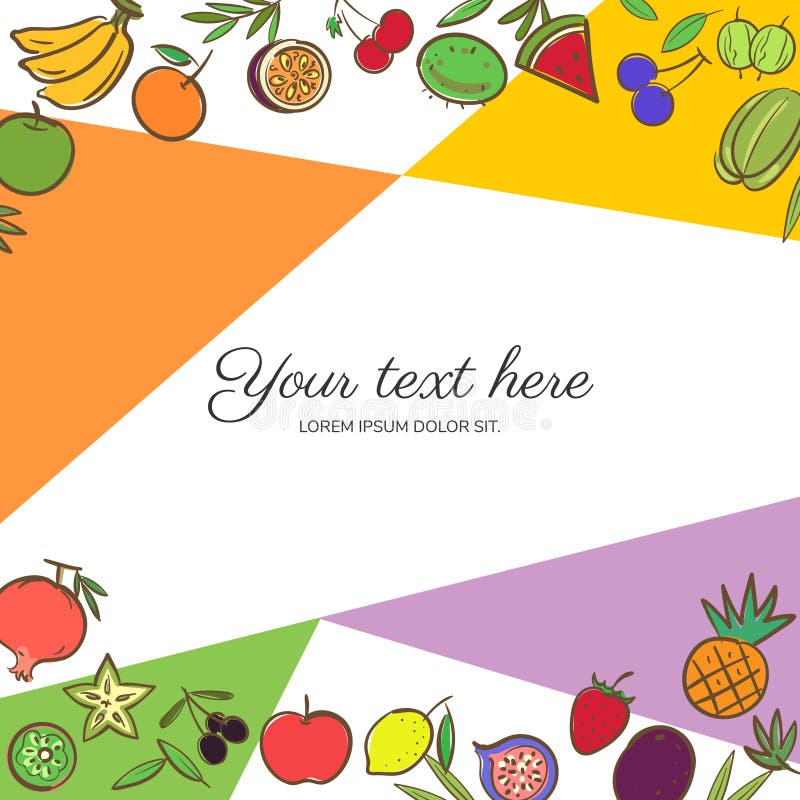 Fruits Cute  Banner  Background Template  With Copy Space For 