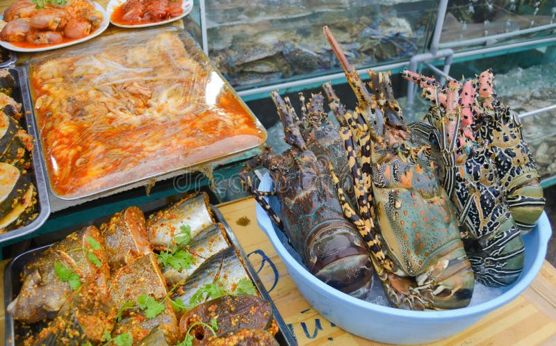 Seafood and fishes in fish market in Vietnam. Seafood and fishes in fish market in Vietnam