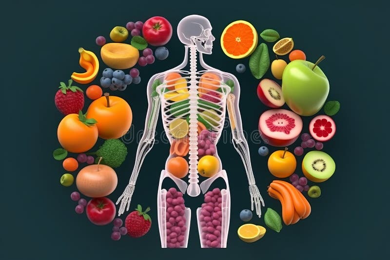 Fruits forming a strong body, Man posing muscular body builder, Eating Diet  Food for Digestion. Generative Ai 21862304 Stock Photo at Vecteezy