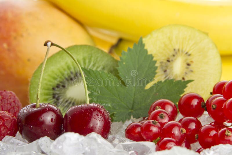 Fruits on ice stock image. Image of raspberries, food 29245731