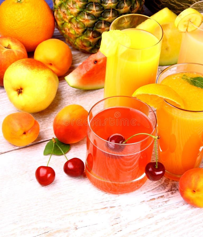 Fruits Juice with Cherry, Apricot and Orange Stock Image Image of