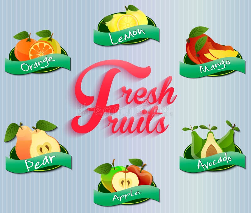 Fruits labels collection stock vector. Illustration of design 73261620