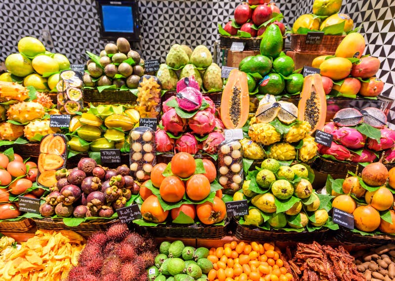 Fruits at the Market in Barcelona Spain Stock Photo Image of organic