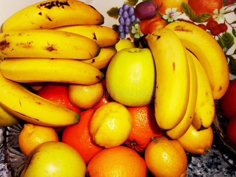 Fruits Orange Lemons Bananas And Apples Stock Image Image Of Fruits