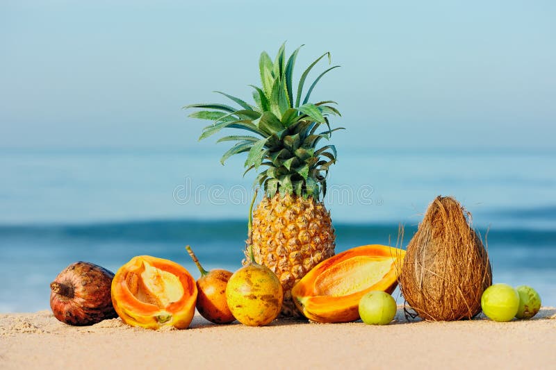 Fruits on sand