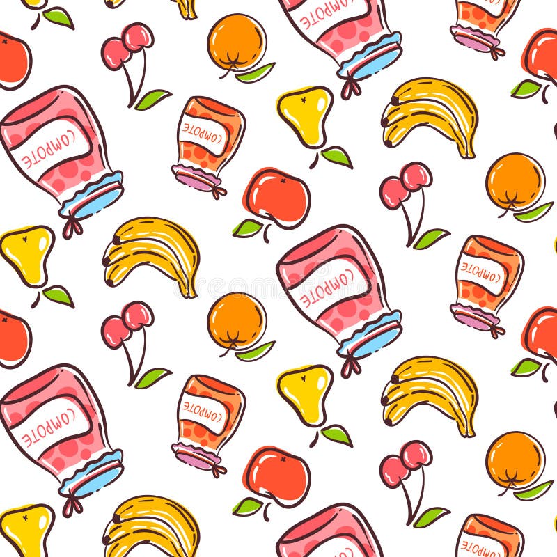 Fruits seamless pattern on a white background