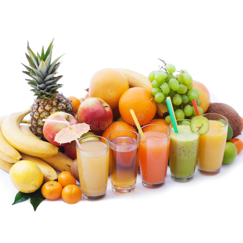 Fruits smoothies, summer cool drinks top view macro royalty free stock images