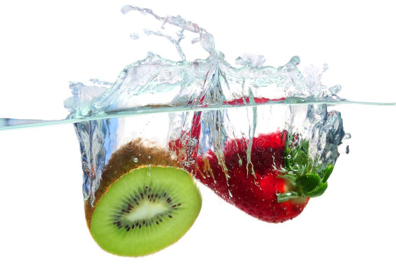 Fruits splashing water stock images