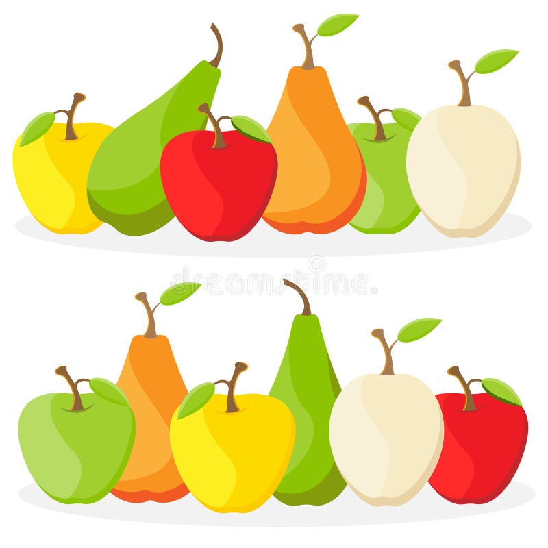 Fruits Vector Illustration Apples And Pears. Isolated On White Background Stock Vector