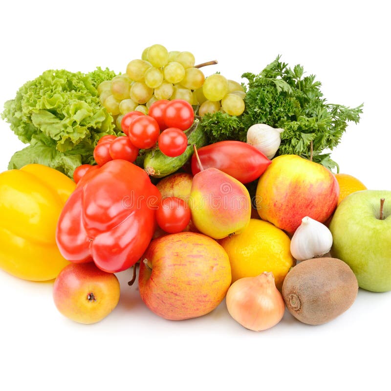 Fruits and Vegetable Isolated on White Background. Stock Photo Image of apple, isolated 112134382