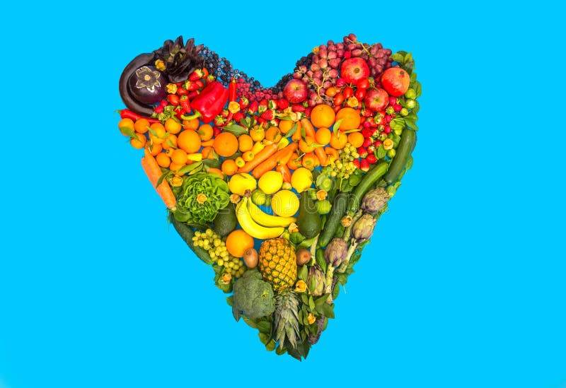 Fruits and vegetables heart stock photos Fruits and vegetables heart stock photos