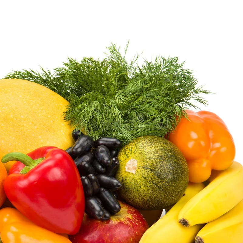 Fruits and Vegetables Isolated on White Stock Image Image of