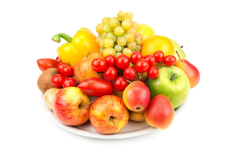 Fruits and vegetables on a plate