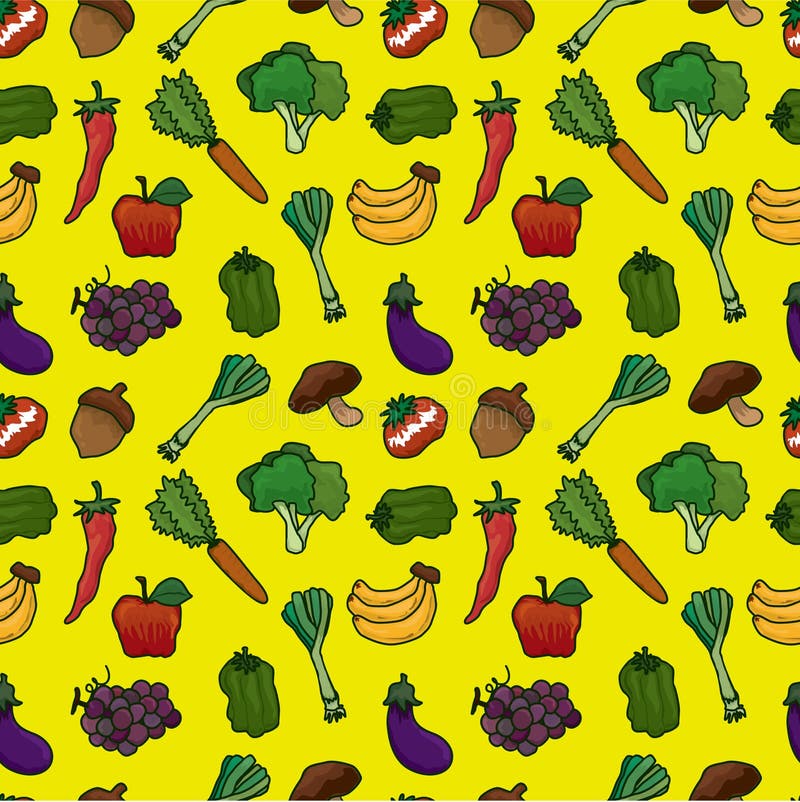 Fruits and Vegetables seamless pattern