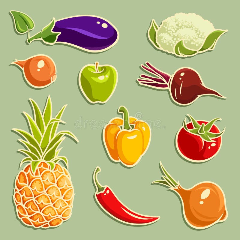 Fruits and Vegetables vector set 2 vector illustration